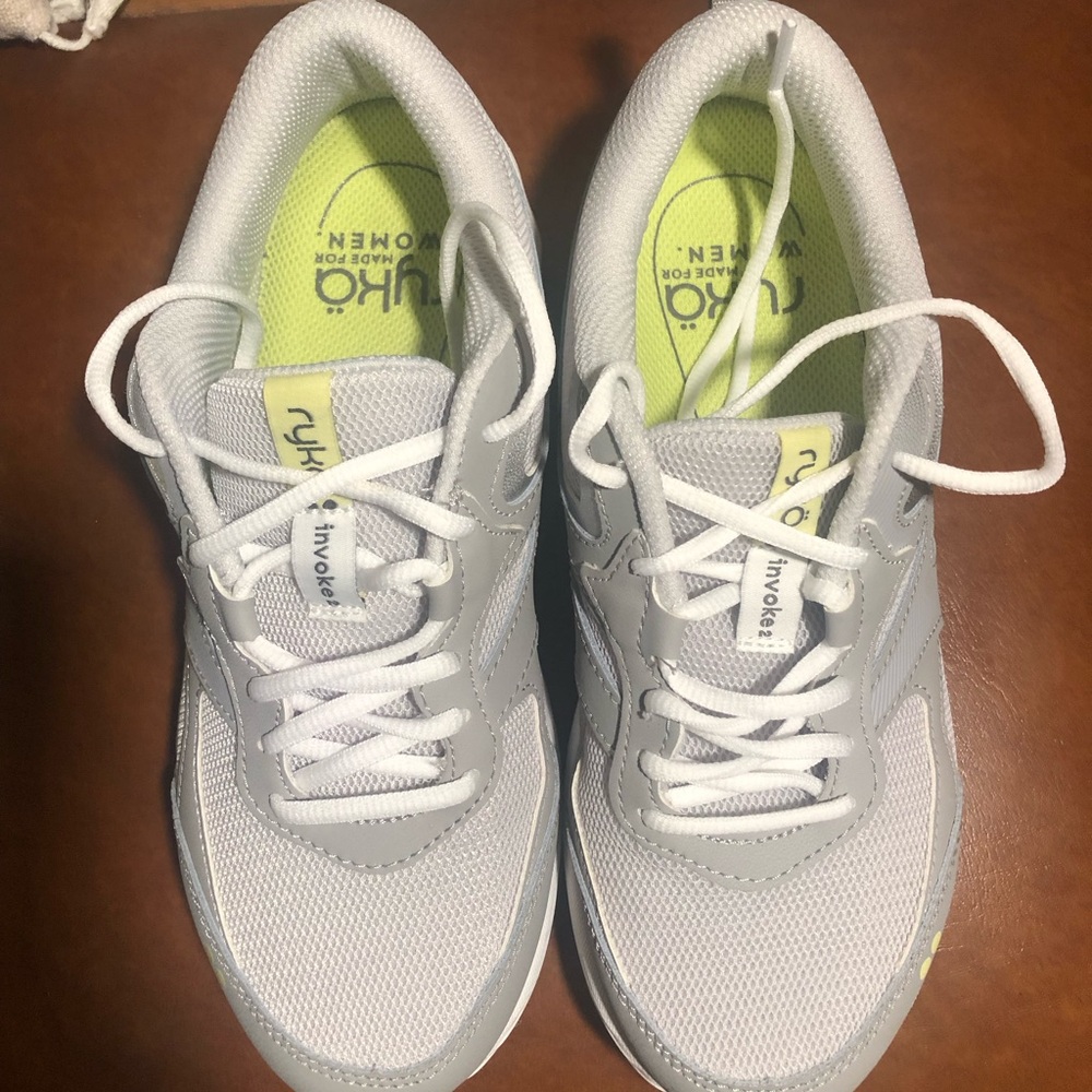 Ryka White and Lime Women's Walking Sneakers